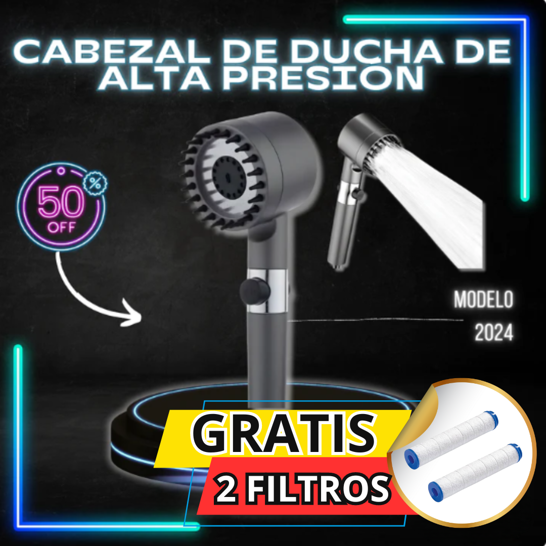 Pressure PRO™ Cabezal de ducha 5 en 1 alta presión - Cuidado para el cabello y la piel